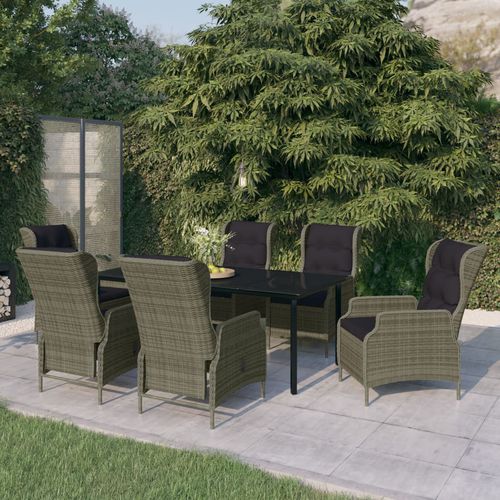 Moderne Tisch- und Stuhlkombination - vidaXL 7-tlg : 3099653 - desayo - für Garten / für Terrasse / pulverbeschichteter Stahl