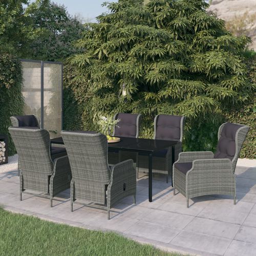 Moderne Tisch- und Stuhlkombination - vidaXL 7-tlg : 3099647 - desayo - für Garten / für Terrasse / Stoff