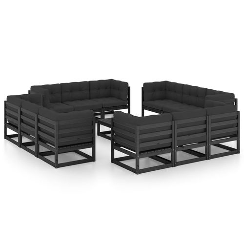 Modernes Lounge-Gartenmöbel - vidaXL 13-tlg : 3076348 - desayo - Kiefer / Massivholz / Stoff
