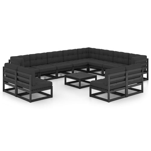 Modernes Lounge-Gartenmöbel - vidaXL 14-tlg : 3076963 - desayo - Kiefer / Massivholz / Stoff