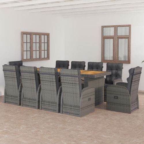 Moderne Tisch- und Stuhlkombination - vidaXL 11-tlg : 3059349 - desayo - für Garten / Stoff / Akazie