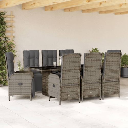 Moderne Tisch- und Stuhlkombination - vidaXL 9-tlg : 3213533 - desayo - für Garten / für Terrasse / Stoff