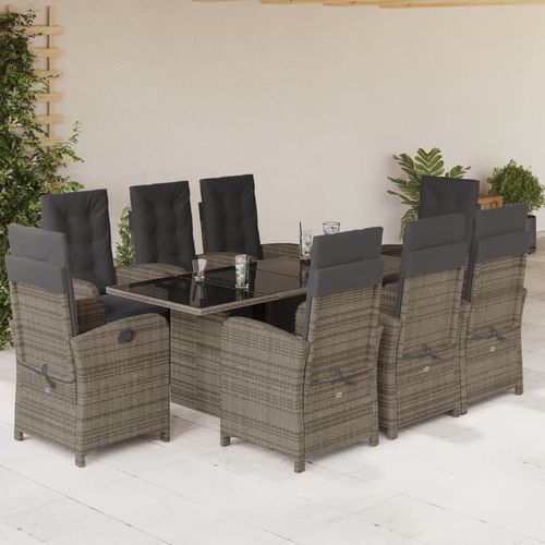 Moderne Tisch- und Stuhlkombination - vidaXL 9-tlg : 3212493 - desayo - für Garten / für Balkon / Stoff