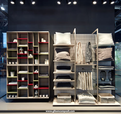 Mehrzweck-Präsentierregal - M24.02 - GIBAM SHOPS SPA - wandmontiert / Holz / Glas