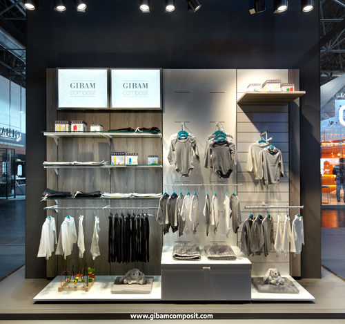 Mehrzweck-Präsentierregal - M30 SLEEK - GIBAM SHOPS SPA - für Kleidungsstücke / wandmontiert / Holz