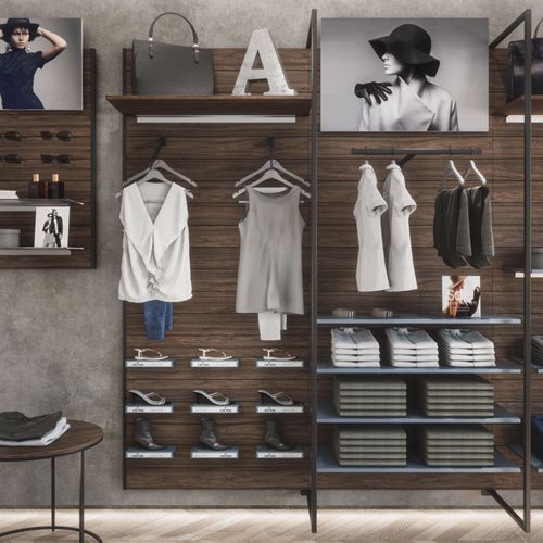 Mehrzweck-Präsentierregal - M50 - GIBAM SHOPS SPA - wandmontiert / Holz / Metall