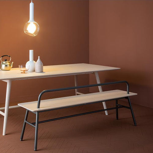 Moderne Bank - HOLLAND - SP01 design - Holzfurnier / Metall / Stoff