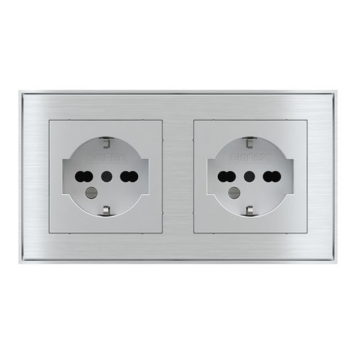 Doppelte Steckdose - EK-PWS-IT - ekinex® - wandmontiert / Metall / modern