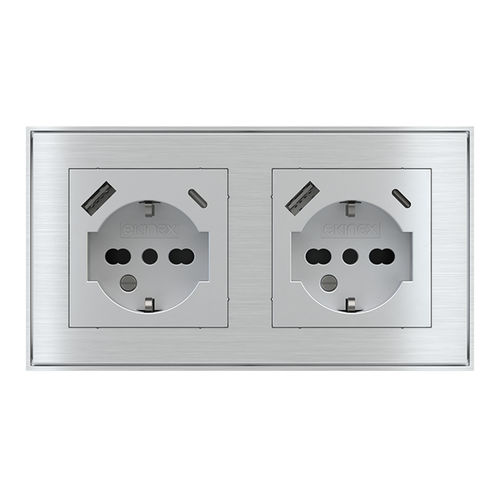 USB-Steckdose - EK-PWS-IT-USB - ekinex® - doppelt / wandmontiert / Metall