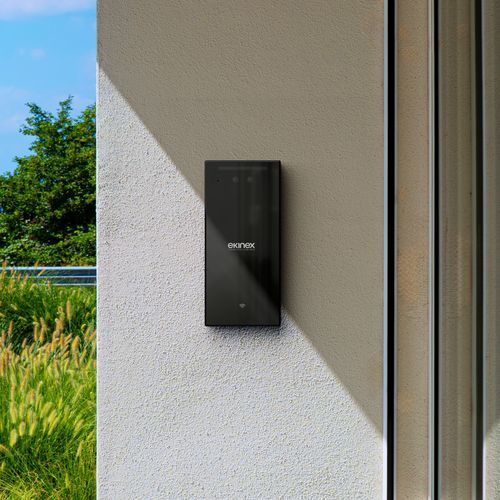 Weiße Video-Türsprechanlage - Dico - ekinex® - schwarz / grau / Messing