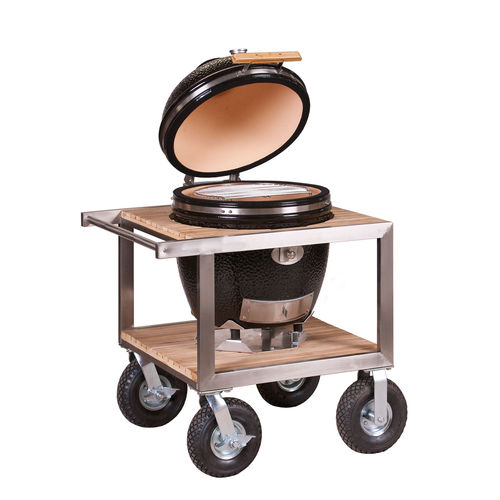 Moderner Beistelltisch - CLASSIC BUGGY - Monolith - Teakholz / Edelstahl / rechteckig