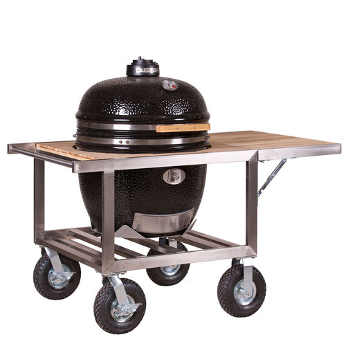 Moderner Beistelltisch - LE CHEF BUGGY - Monolith - Teakholz / Edelstahl / rechteckig