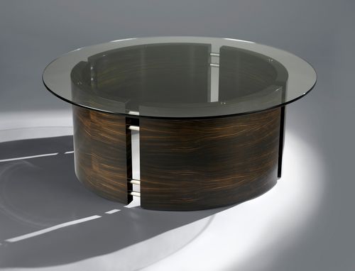 Moderner Couchtisch - LE CHIC - David Tragen - Macassar-Ebenholz / Glas / Edelstahl