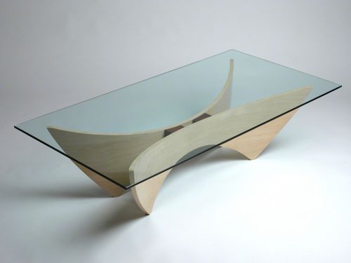 Moderner Couchtisch - PEGASUS  - David Tragen - Ahornholz / Glas / rechteckig