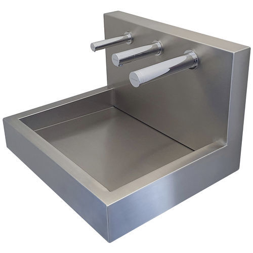 Wandmontiertes Waschbecken - L-114-D - SUPRATECH - Edelstahl / nach Maß / Mischbatterie