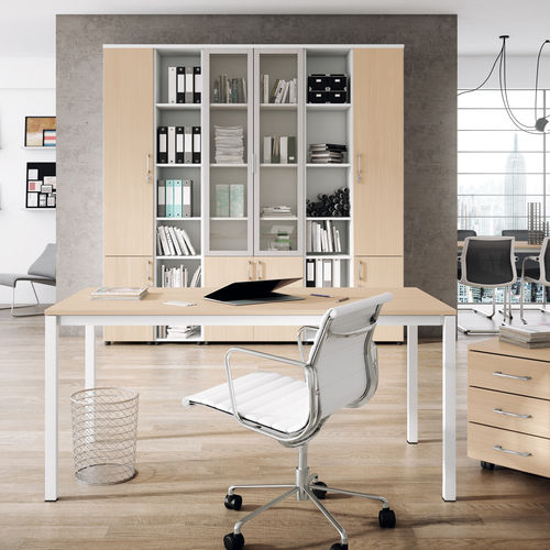 Moderner Schreibtisch - HERMES - EMOBOK - Aluminium / melaminbeschichtet / für Eckeinbau