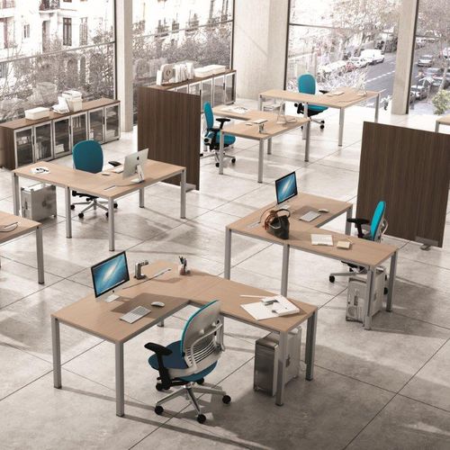 Bodenstehende Bürotrennwand - HERMES - EMOBOK - Tisch / Aluminium