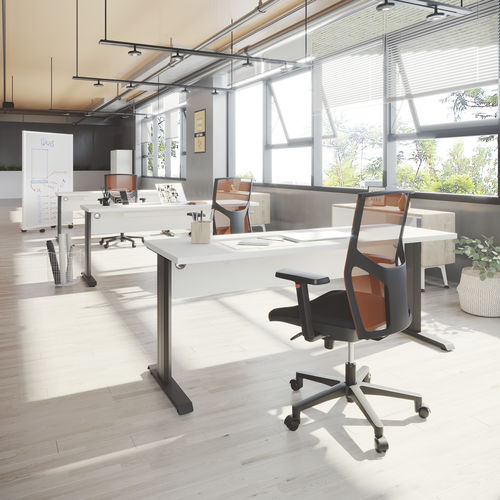 Schreibtisch für Open Space - T-FUSION - EMOBOK - bodenstehend / modern / Holzfurnier