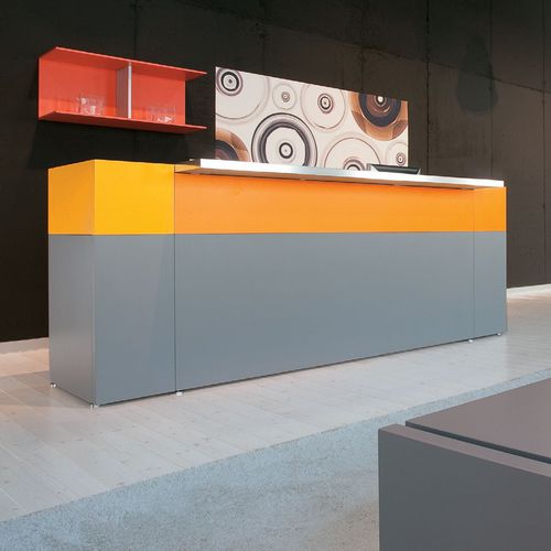 Empfangstheke für Eckeinbau - PHILO_4 - Castellani.it srl - Holz / Glas / melaminbeschichtet