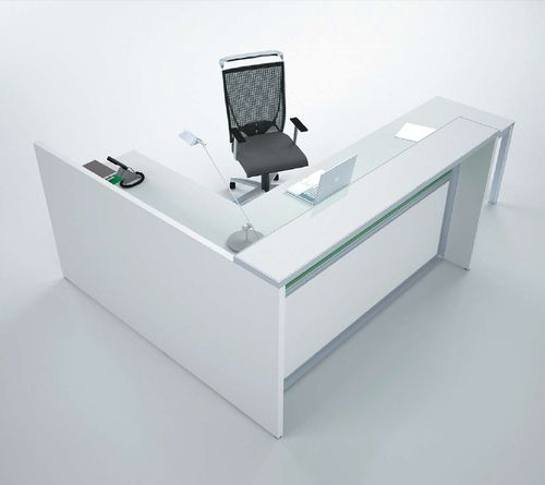 Empfangstheke für Eckeinbau - EOS_1 - Castellani.it srl - Holz / anodisiertes Aluminium / Glas