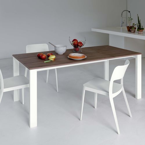 Moderner Esstisch - BADÙ - Castellani.it srl - lackiertes Holz / Glas / Stahl