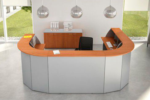 Modulare Empfangstheke - 2893_COMP_C - Castellani.it srl - halbrund / Holz / Metall