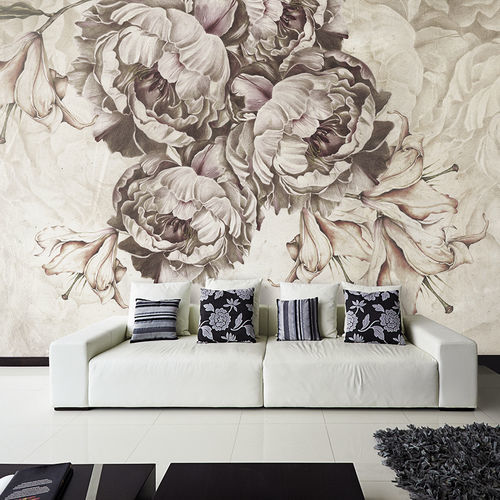 Moderne Tapete - BAROQUE - Skinwall - Stoff / Vinyl / Blumenmotiv