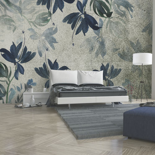 Moderne Tapete - BLUE - Skinwall - Stoff / Vinyl / Blumenmotiv