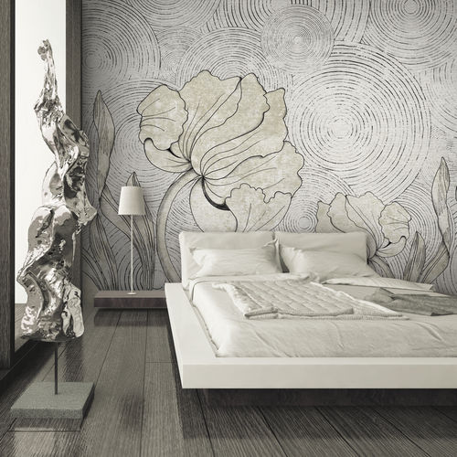 Moderne Tapete - IN BLOOM - Skinwall - Stoff / Vinyl / Blumenmotiv
