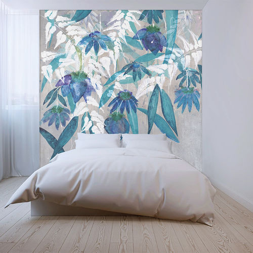Moderne Tapete - BLUE FLOWERS - Skinwall - Vlies / Glasfaser / Vinyl