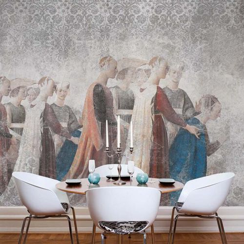 Moderne Tapete - PIERO DELLA FRANCESCA - Skinwall - Stoff / Vinyl / Damast-Motiv