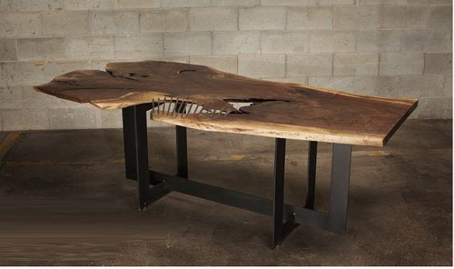 Designtisch / originell - LIVE EDGE - Bois & Design - Stahl / Gestell aus Metall