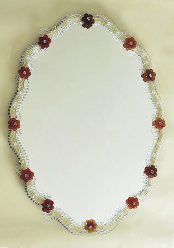 Wandmontierter Spiegel - Arlecchino - Murano Lux - venezianischer Stil / oval / Muranoglas