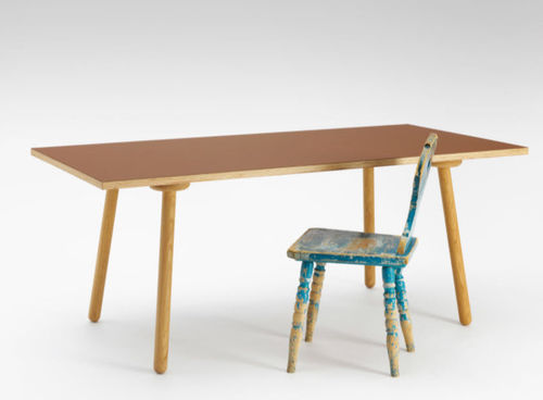 Moderner Tisch - MT2 - Faust Linoleum - Linoleum / Gestell aus Holz / rechteckig
