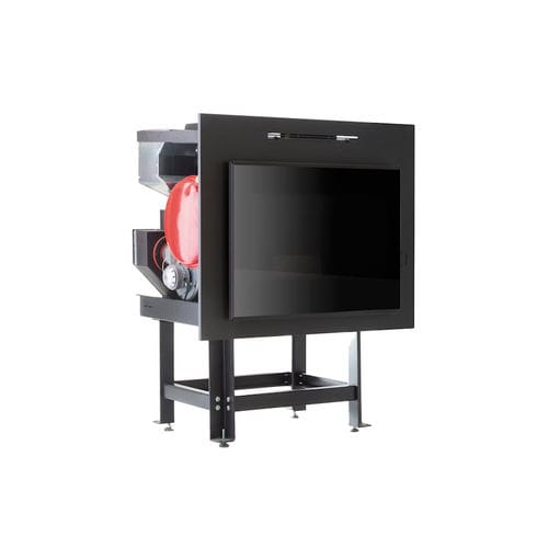 Geschlossene Feuerstelle / Pellet - AQUA 16 SLOT - Moretti Design Gruppo - mit 1 Sichtseite / Metall / für wasserführende Kamine