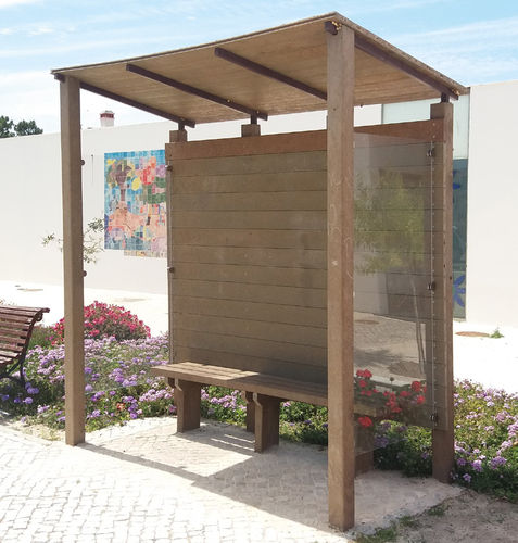 Polycarbonat-Buswartehalle - Extruplas - Recyclingkunststoff / mit Bank