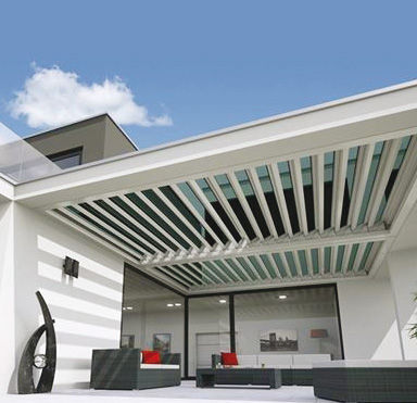 Angebaute Pergola - PanneauxFaçadesHD - Aluminium / Glas-Überdachungen