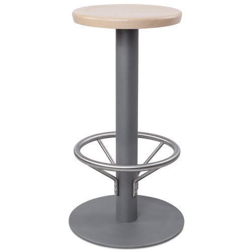 Moderner Barhocker - 8107 - Thöni Josef GmbH - Buche / Gestell aus pulverbeschichtetem Stahl / mit Mittelfuß