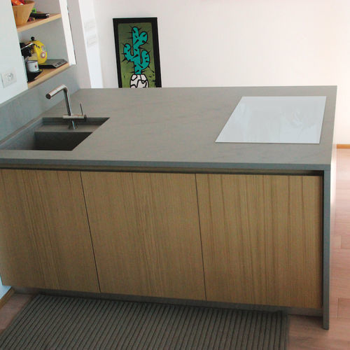 Quarzit-Arbeitsplatte - GREY VENATO - jaipur pietre - für Küche / grau / poliert