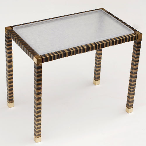 Moderner Beistelltisch - ZEBRA - Atelier Stefan Leo - Glas / Bronze / rechteckig