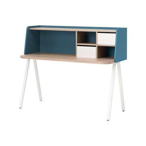 Moderner Schreibtisch - LEO - nidi - Holz / mit Regal / mit 4 Beinen