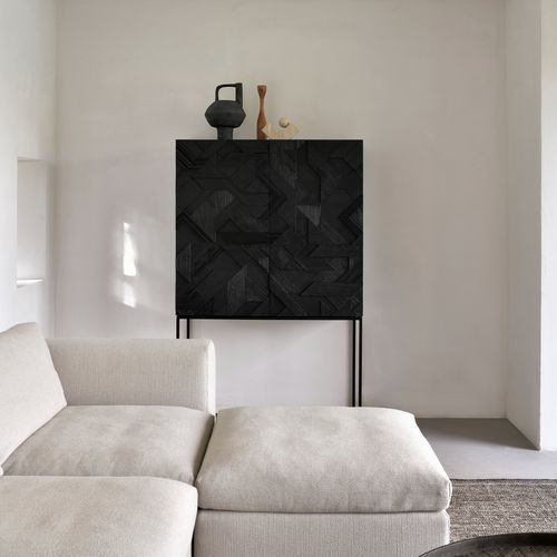 Hohes Sideboard - Graphic  - ETHNICRAFT - modern / Teakholz / mit Regal