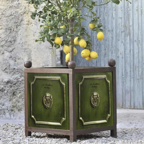 Pflanzkübel für Orangerie / Metall - 6312.30 - Poterie de la Madeleine - emaillierte Keramik / quadratisch / handgefertigt