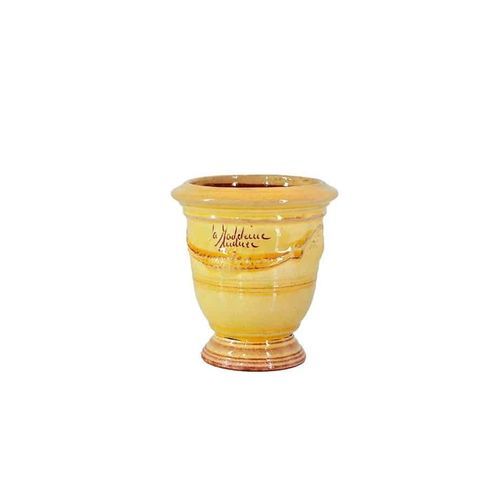 Moderne Vase - Anduze - Poterie de la Madeleine - emaillierte Keramik / handgefertigt / gelb