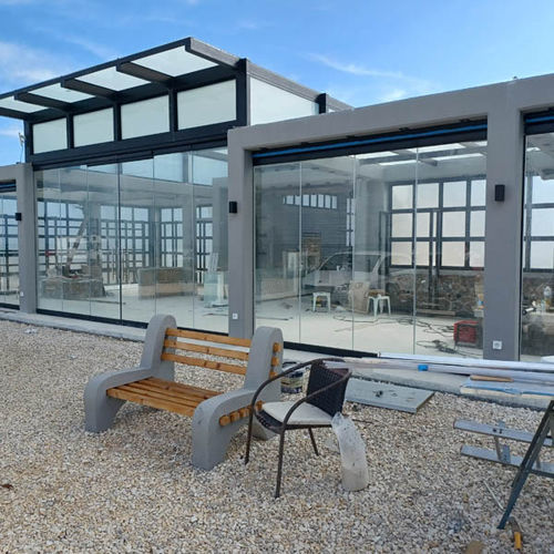 Paneel-Vorhangfassade - IN CORFU - Atrio Glass Doors - Glas / Aluminium / Dekor