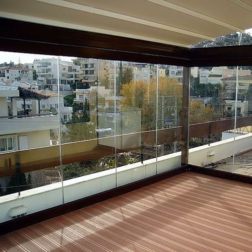 Angebaute Pergola - PSIHIKO - Atrio Glass Doors - Holz / Glas / maßgefertigt