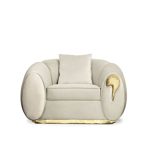 Moderner Sessel - SOLEIL ARMCHAIR - Insplosion - Samt / poliertes Messing / für Wohnzimmer