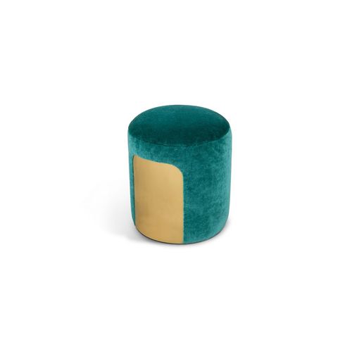 Moderner Hocker - FITZGERALD STOOL - Insplosion - Textil / Gestell aus poliertem Messing / mit Mittelfuß