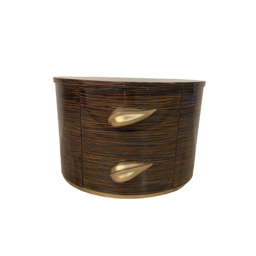 Moderner Nachttisch - Lotus - Fertini Casa - Macassar-Ebenholz / Gestell aus Macassar-Ebenholz / oval