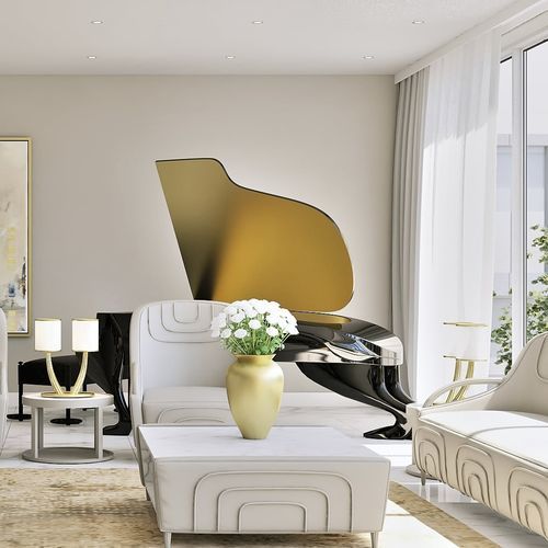 Moderner Couchtisch - Tuscany - Fertini Casa - Leder / Marmor / Gestell aus Massivholz
